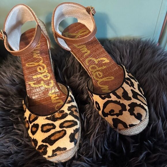 Sam Edelman Harmony Leopard Wedge espadrilles Sandals EUC SZ 9.5 - Picture 2 of 12